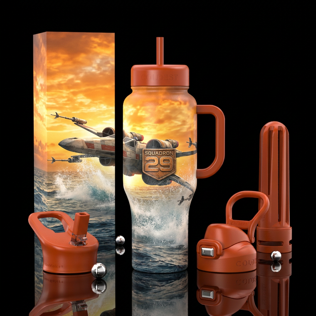 X-Wing Fighter water bottle design
