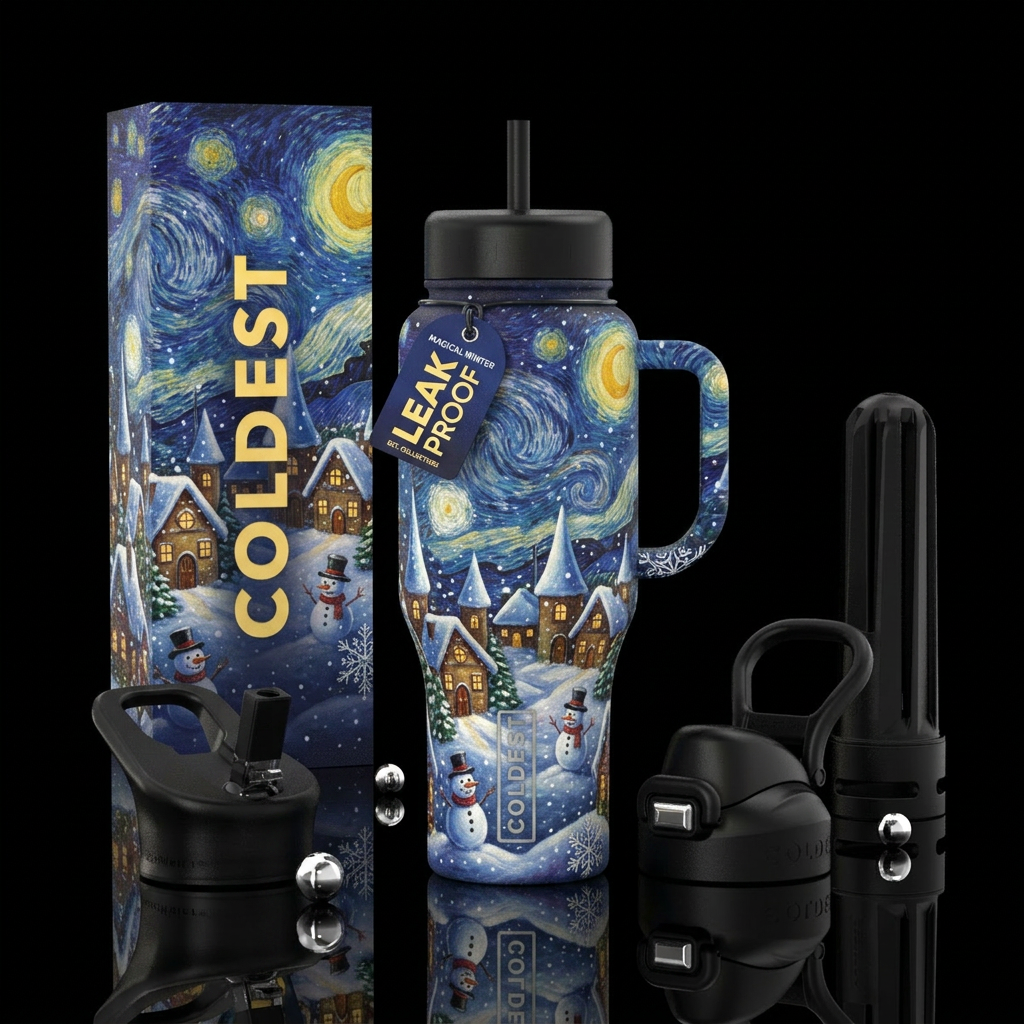 A Snowy Night water bottle design