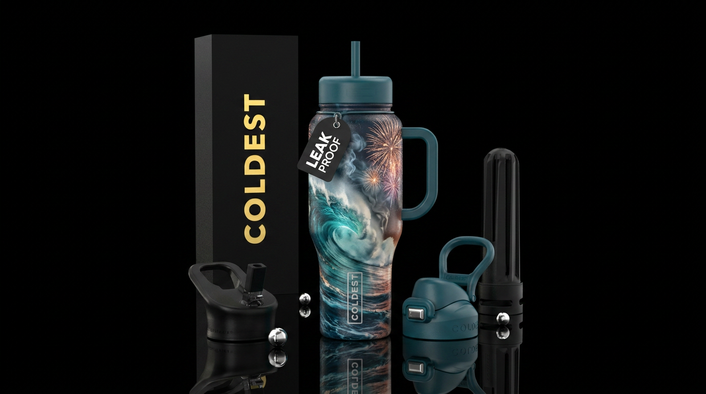Ocean fireworks water bottle design
