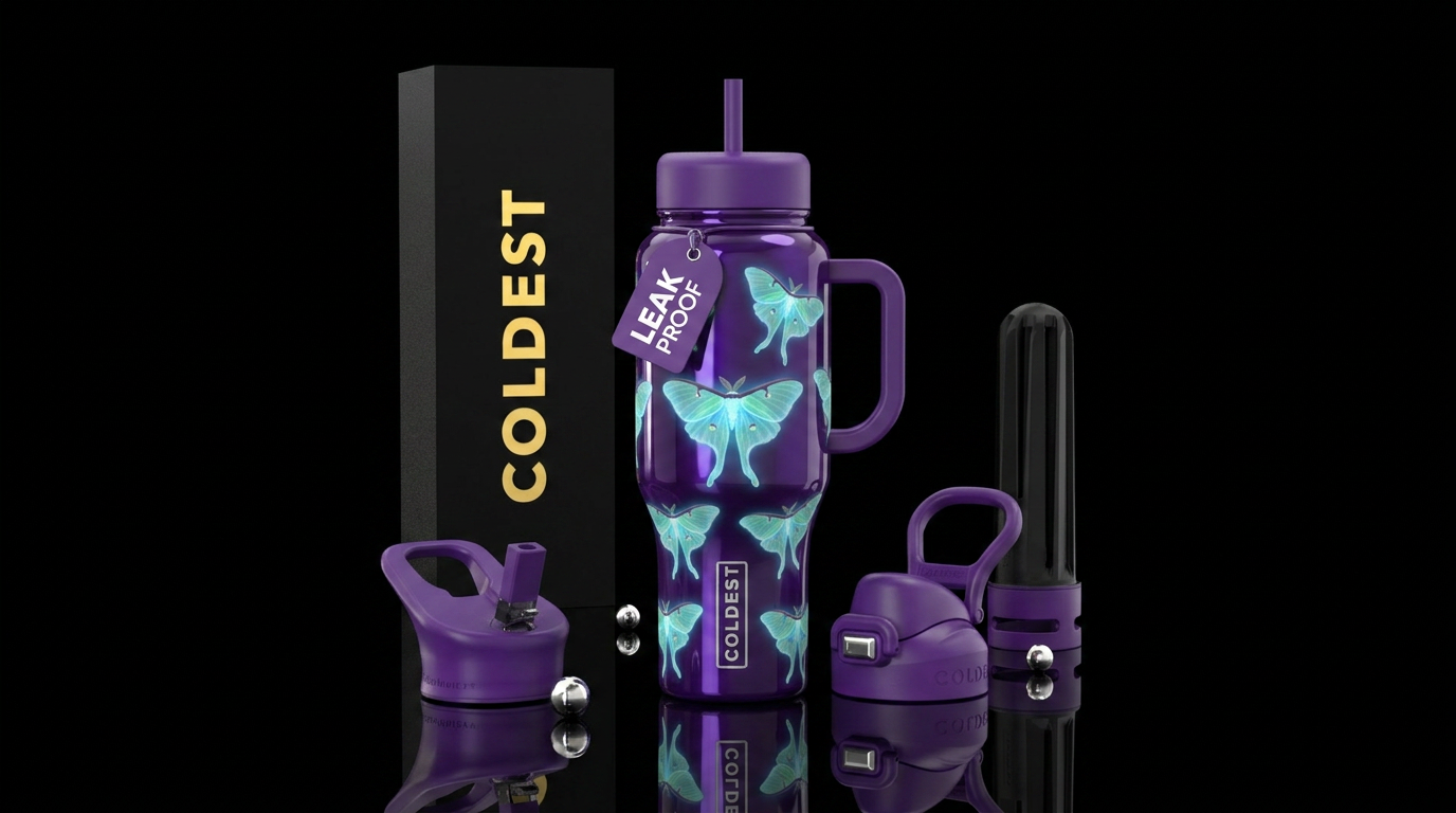 Glowie Luna Moth water bottle design