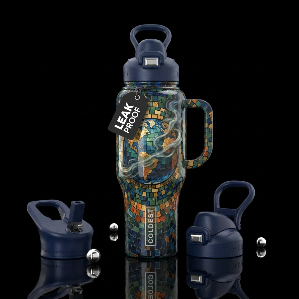 Around the world water bottle design