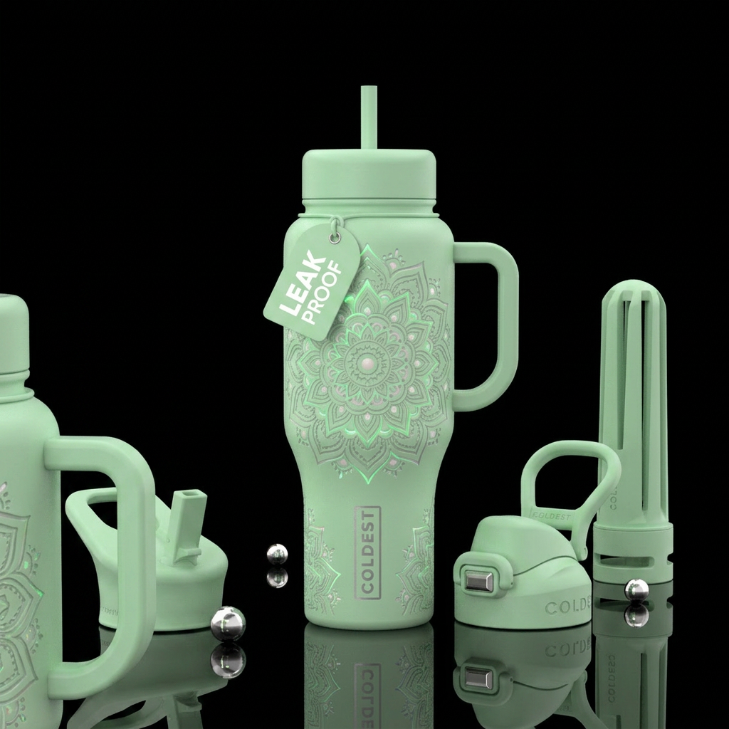 Pastal mandala water bottle design