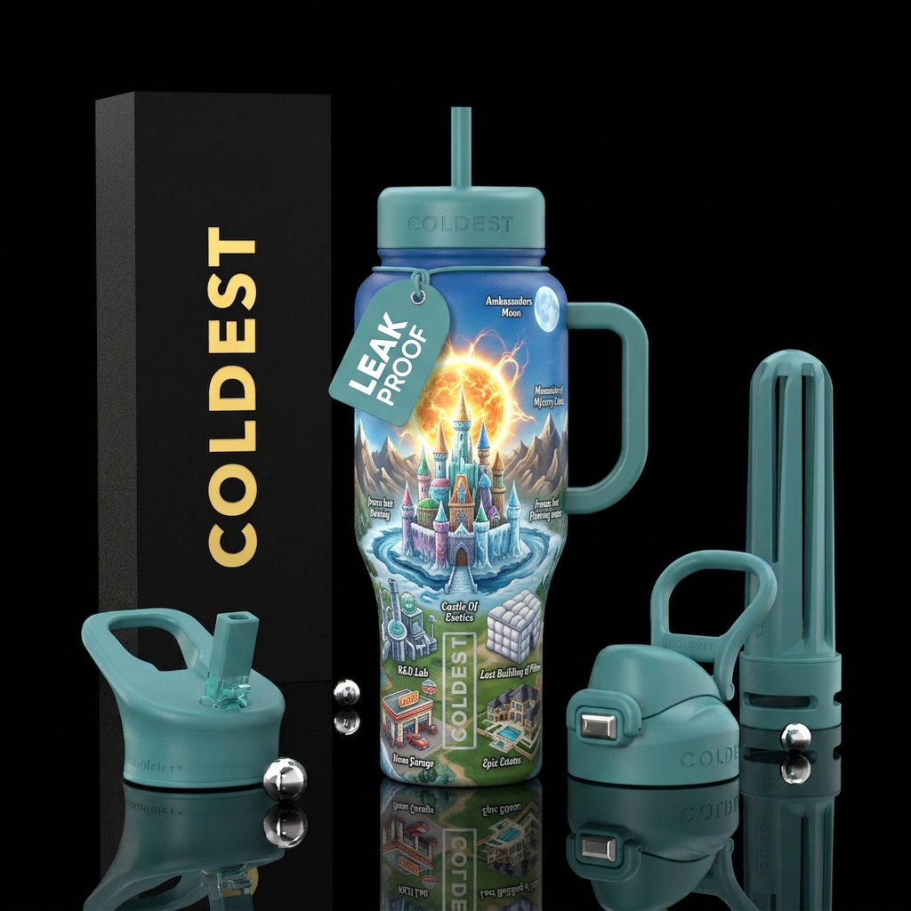 Coldest World water bottle design
