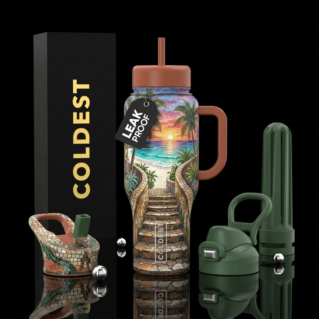 Mosaic Paradise water bottle design