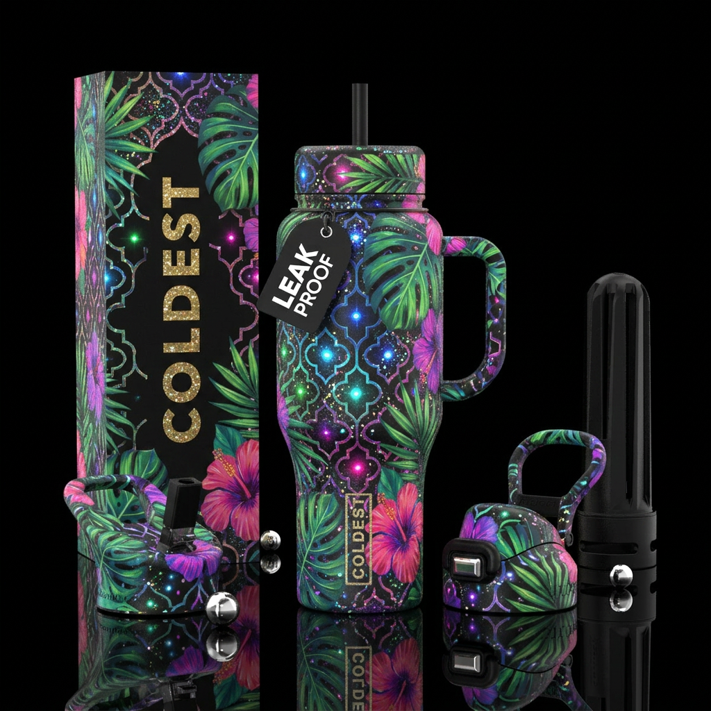 Tropical Moroccan water bottle design