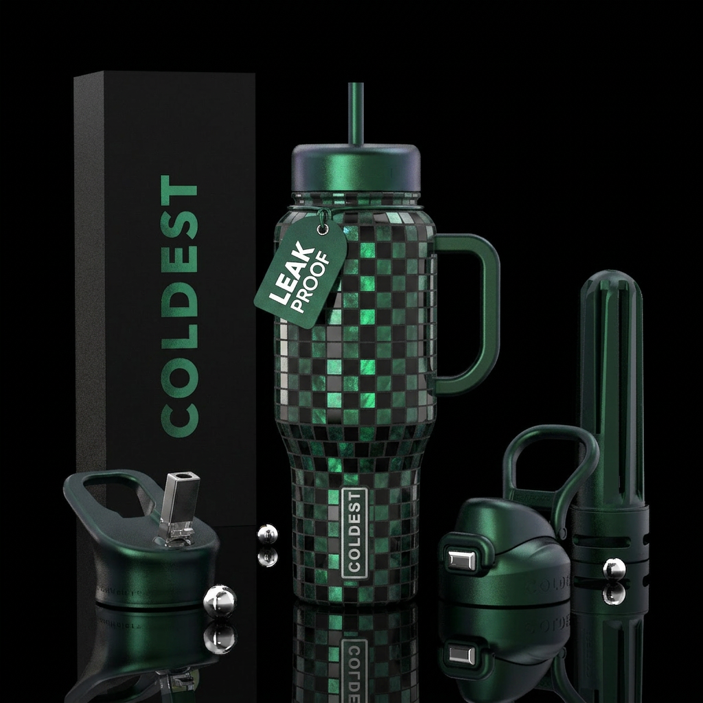 Mosaic Checkers water bottle design