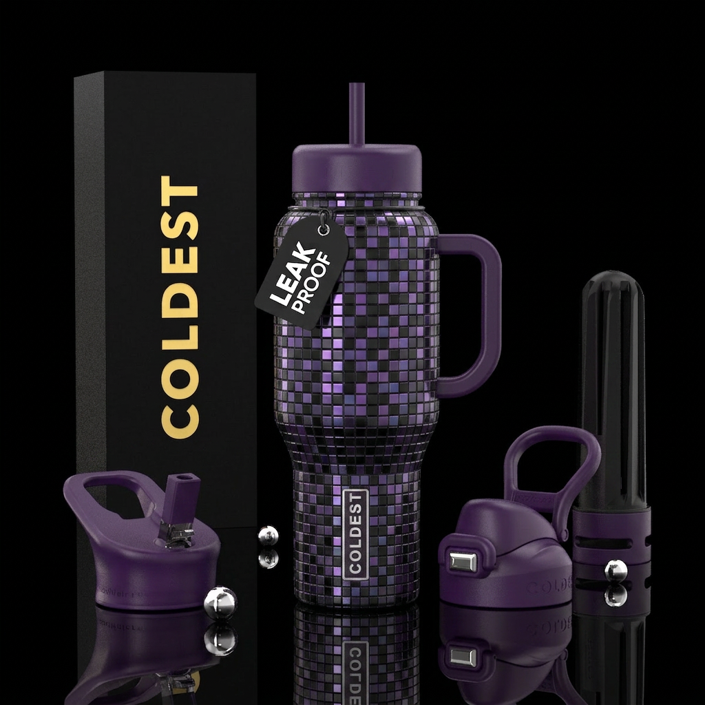 Purple Mosaic water bottle design