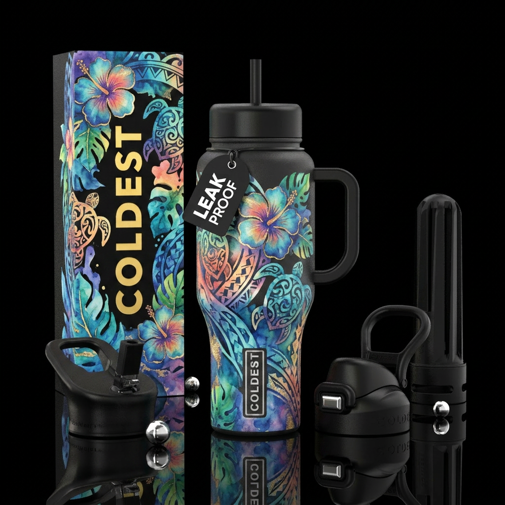 Hibiscus water bottle design