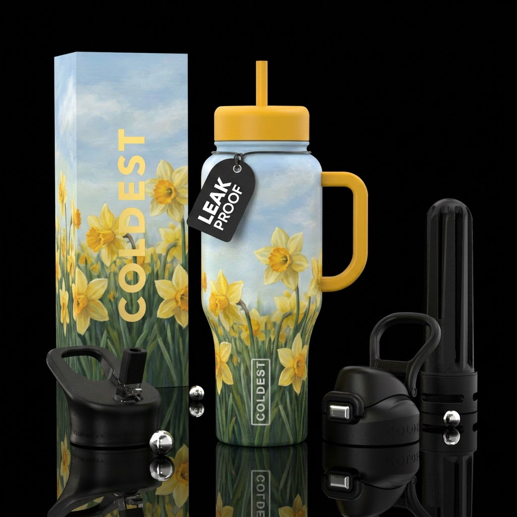 Painted Daffodils water bottle design