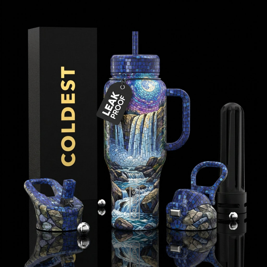Mosaic Waterfall water bottle design