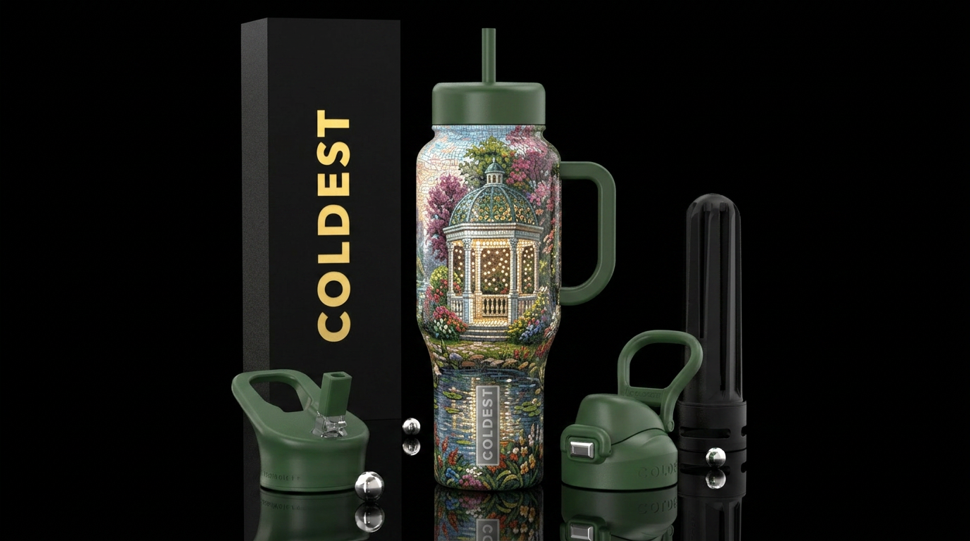 Mosaic Gazebo water bottle design