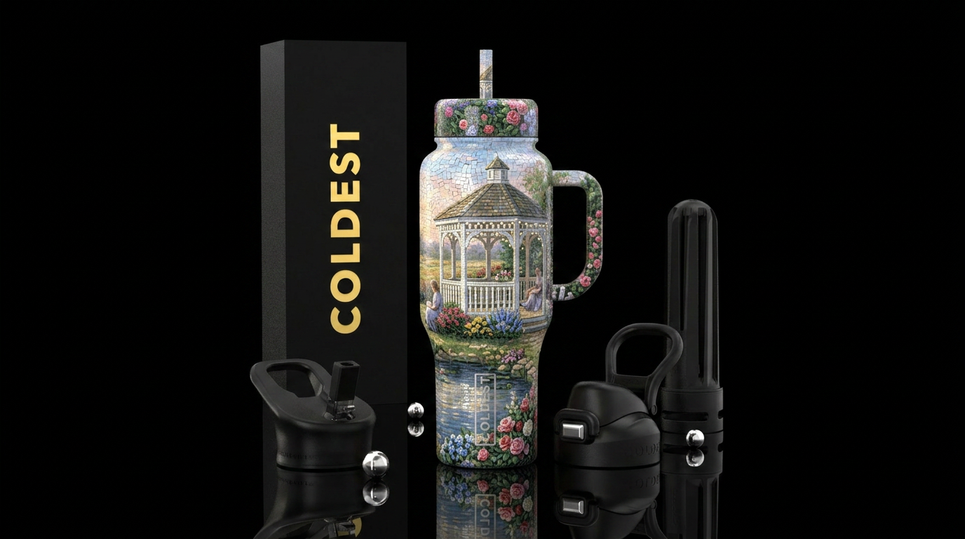 Mosaic Gazebo water bottle design