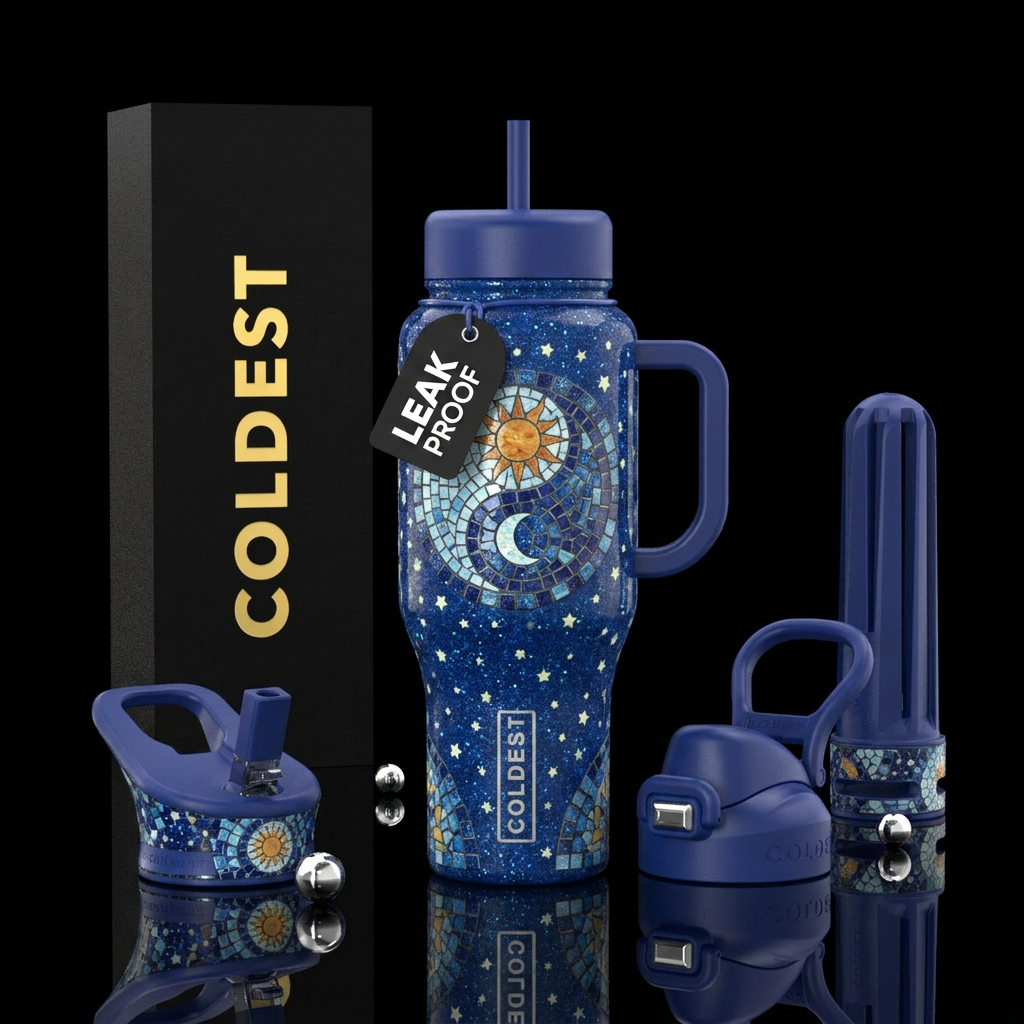 Mosaic Night & Day water bottle design