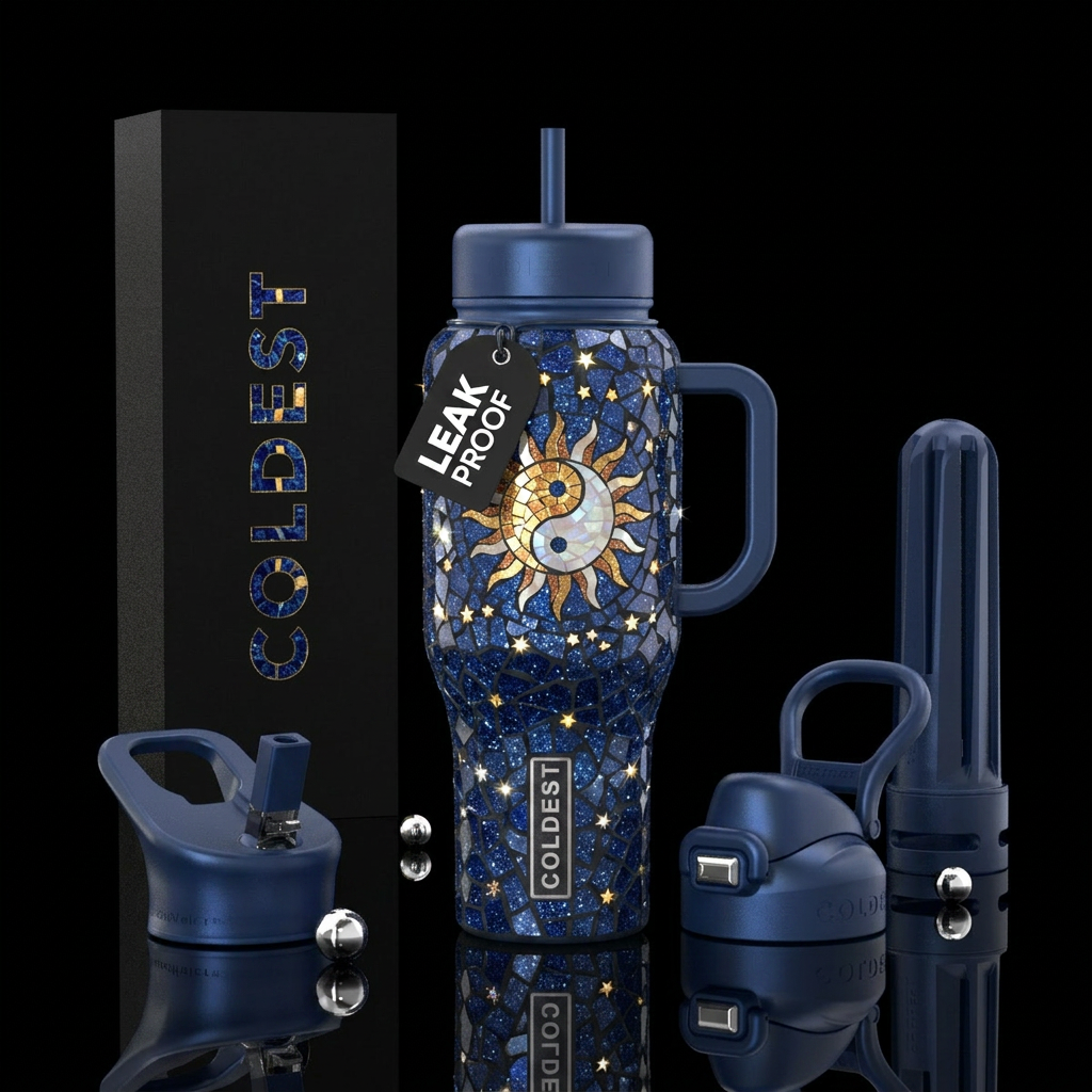 Mosaic Night & Day water bottle design