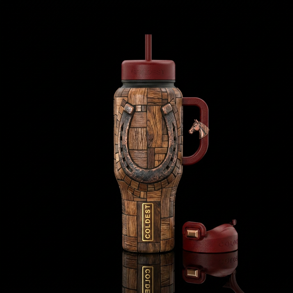 Rustic Horse Shoe water bottle design
