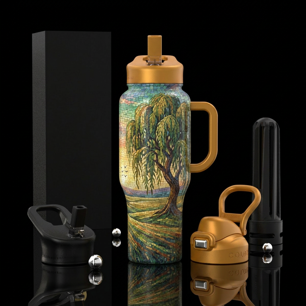 Mosaic Weeping Willow water bottle design