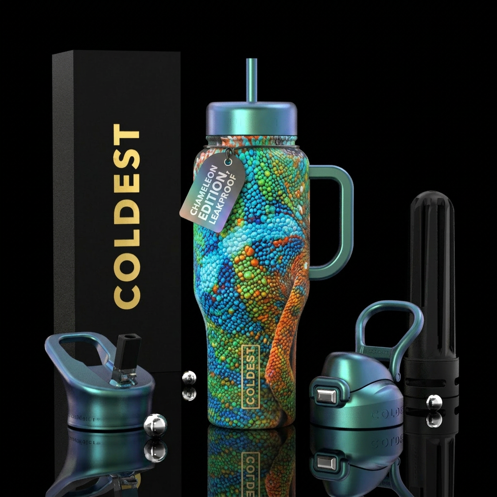 Panther Chameleon water bottle design