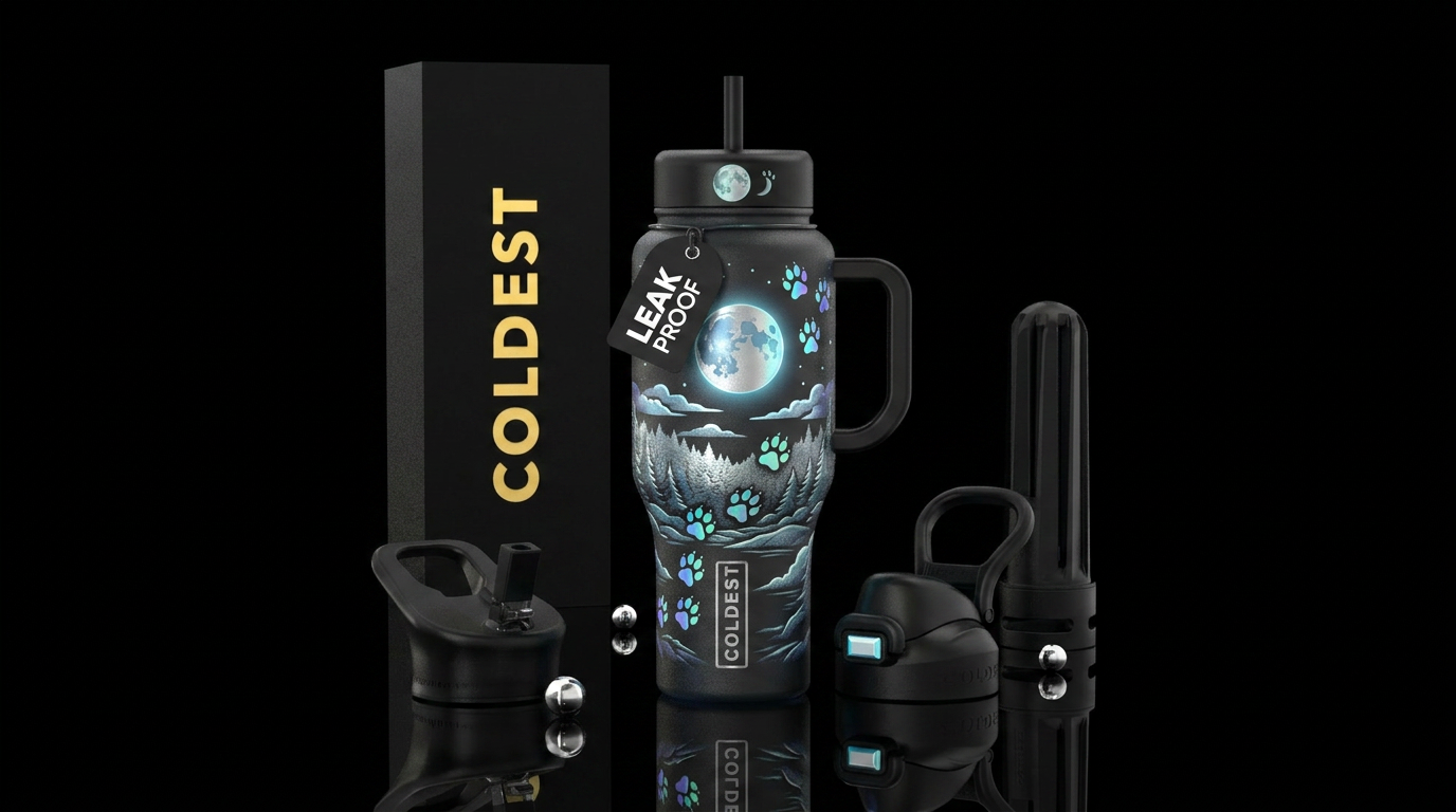 Moonlight Paws water bottle design