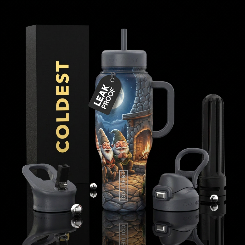 Laughing Gnomes water bottle design