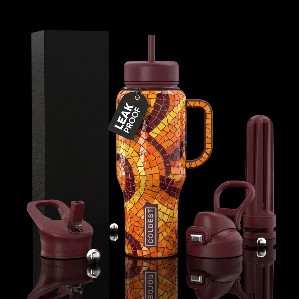 Bright Mosaic water bottle design