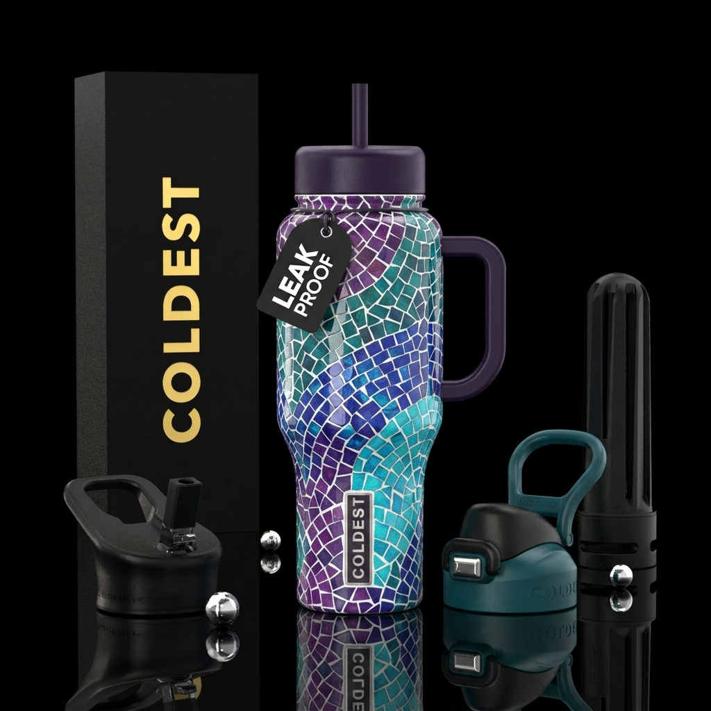 Mosaic vibes water bottle design