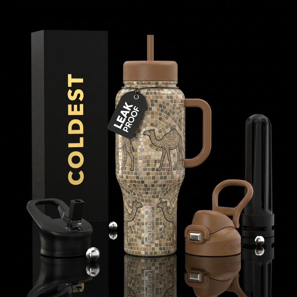 Mosaic Camels water bottle design