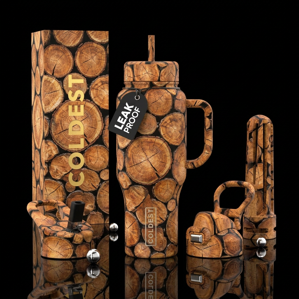Cut tree ends water bottle design