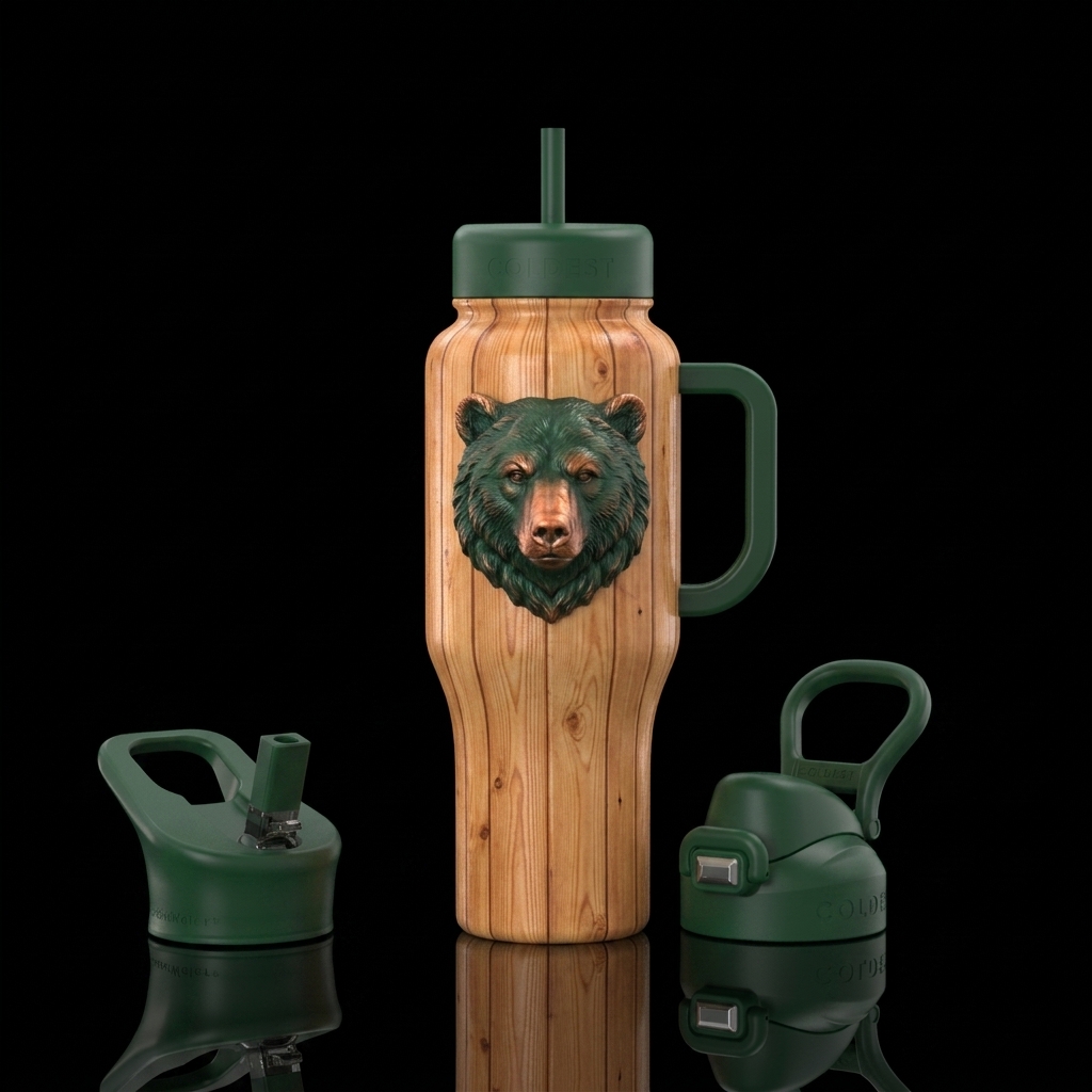Bear on Pine water bottle design