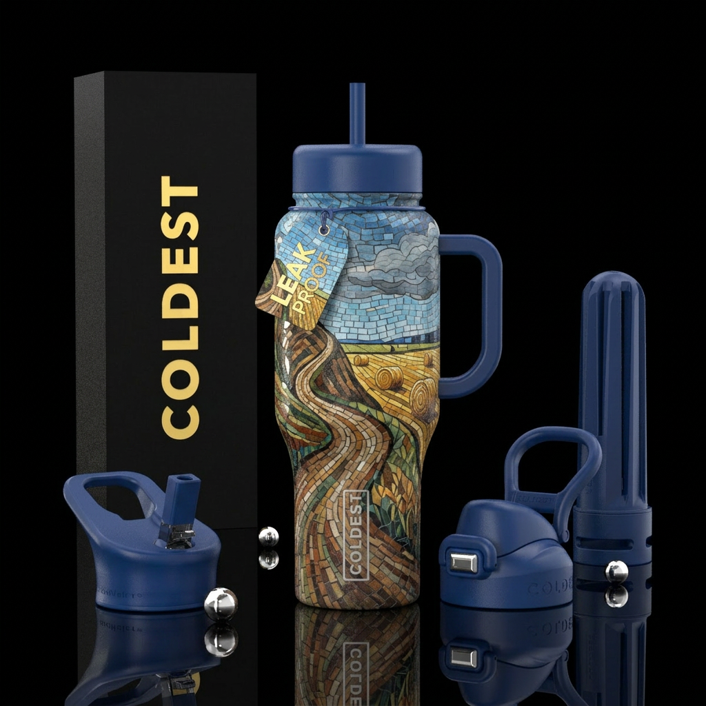 Mosaic Dirt Road water bottle design