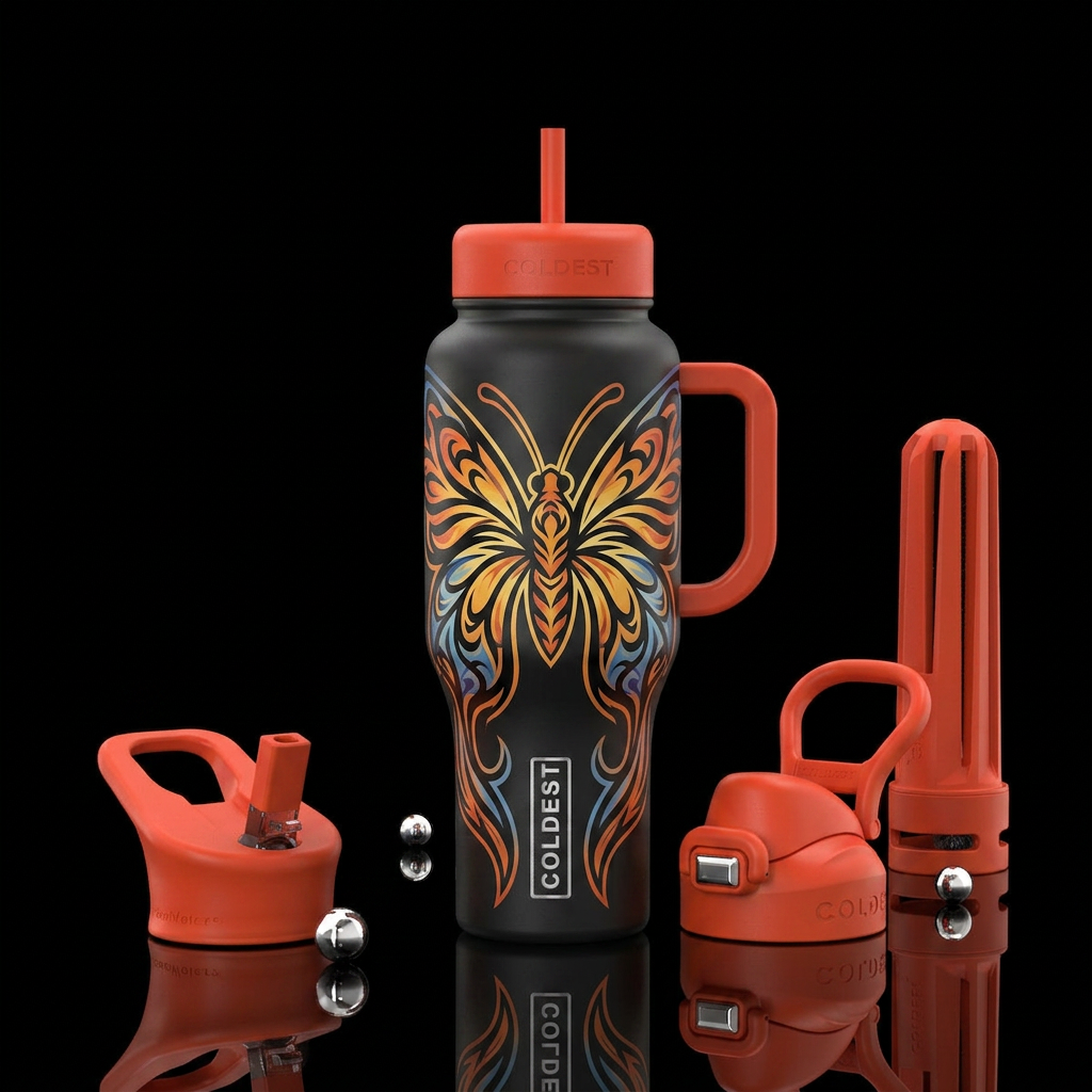 Tiger Butterfly water bottle design