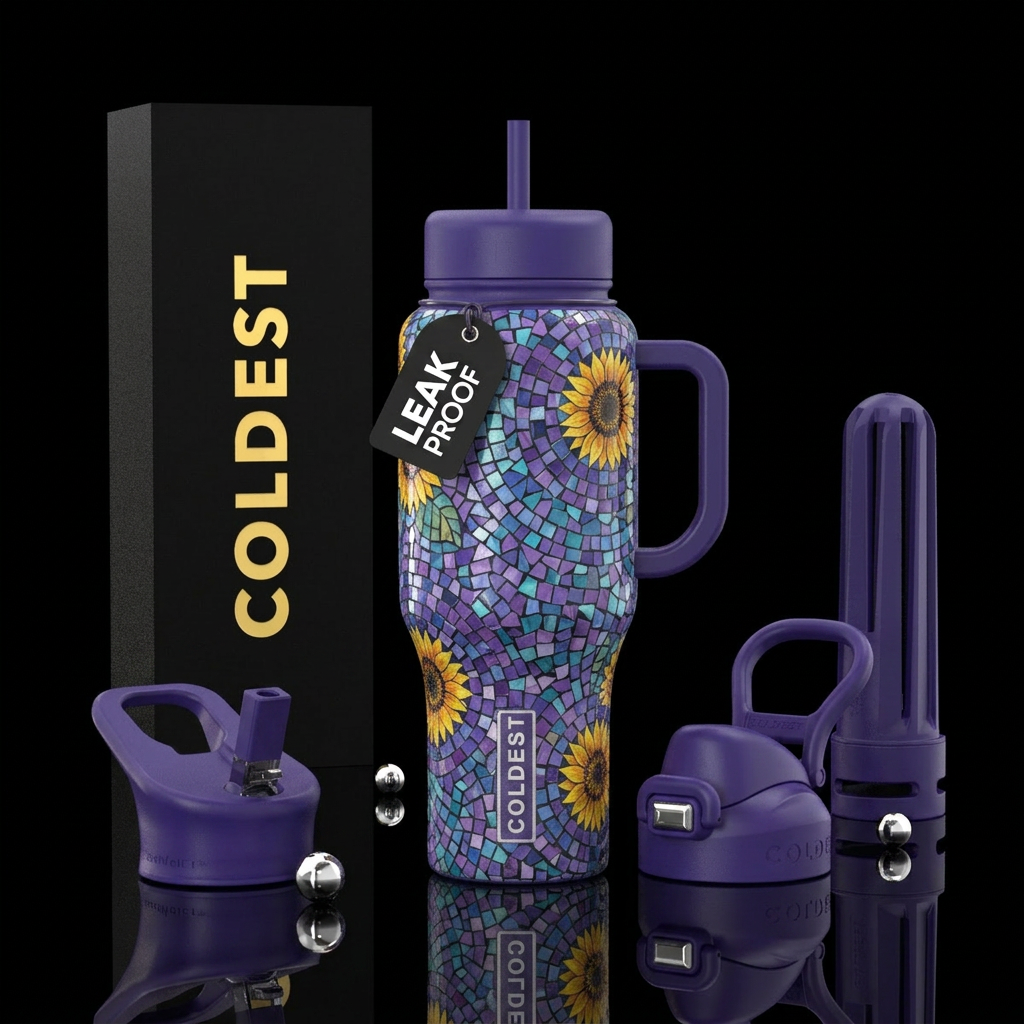 Mosaic Sunflowers water bottle design
