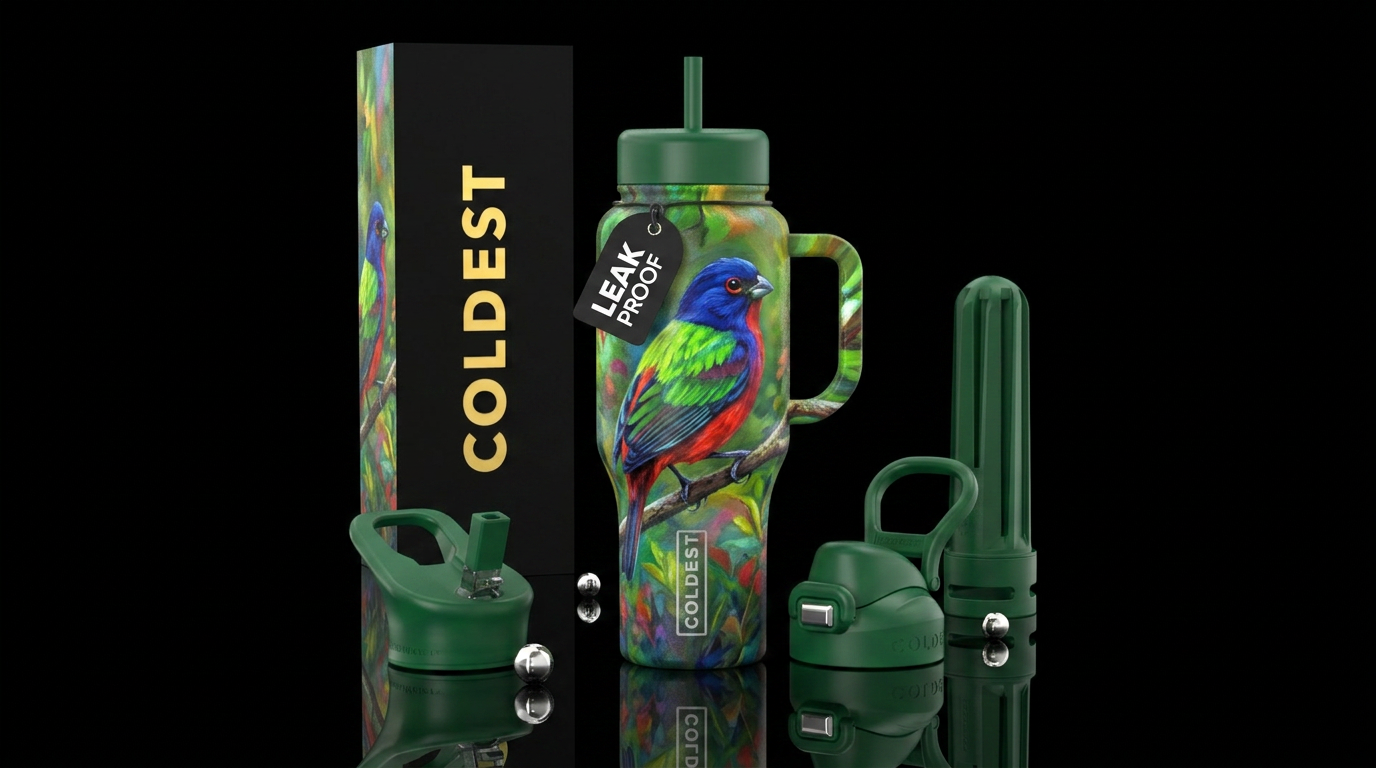 Painted Bunting water bottle design