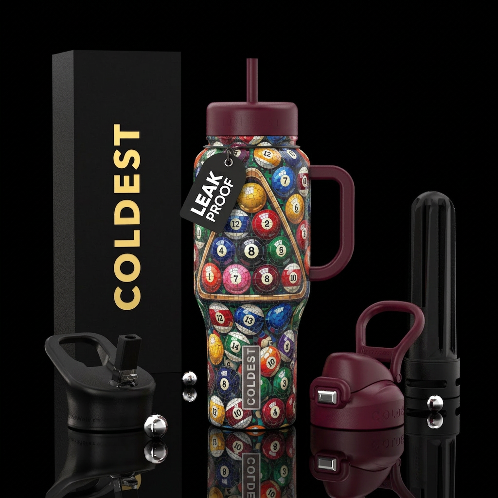 Mosaic Billards water bottle design