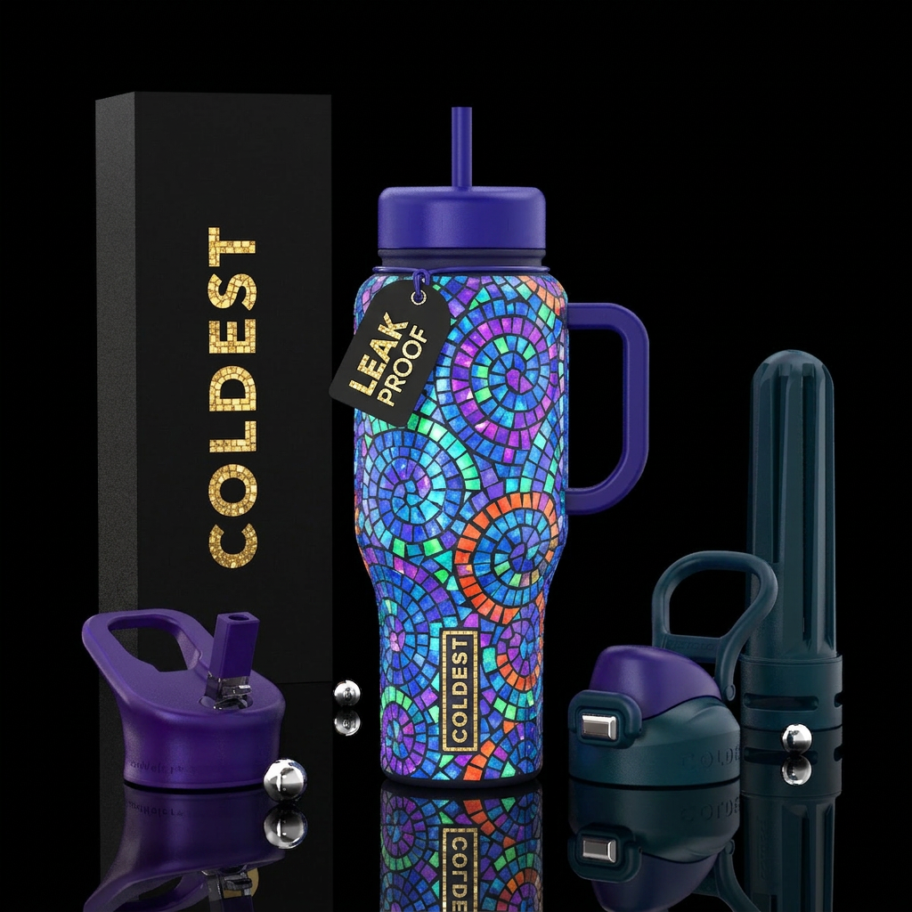 Mosaic Spirals water bottle design