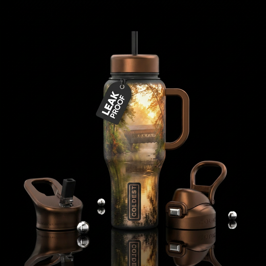 Covered Bridge water bottle design