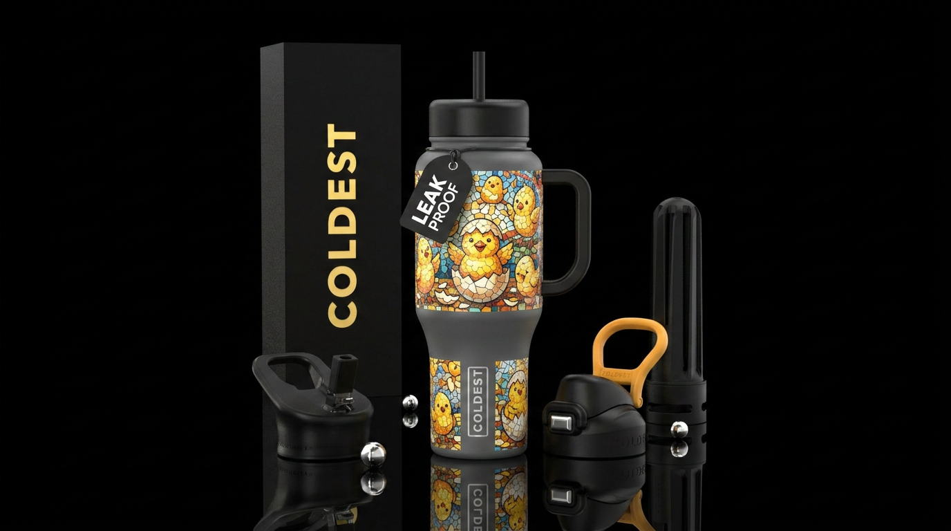 Mosaic Chickies water bottle design