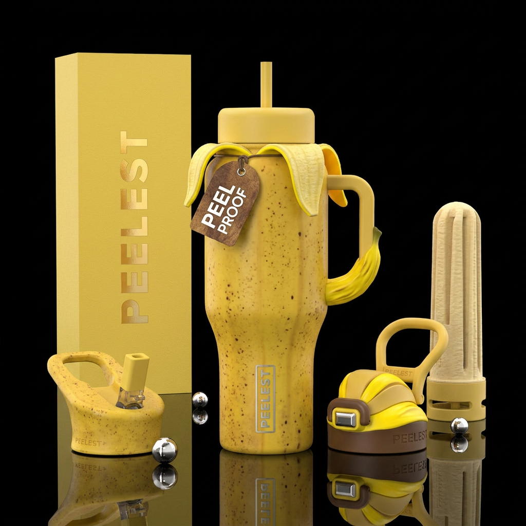 Banana Peel Yellow water bottle design