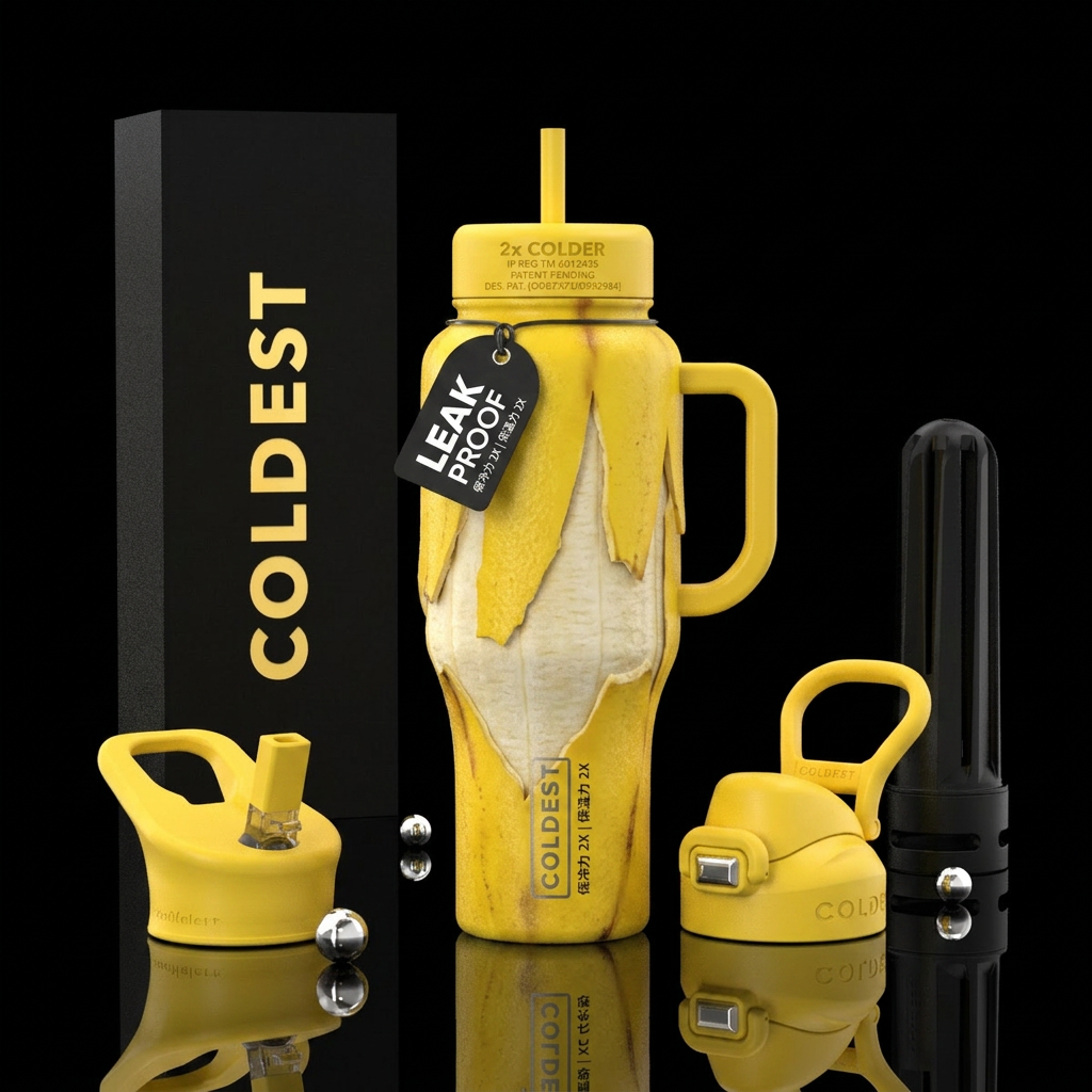 Peeling Banana water bottle design
