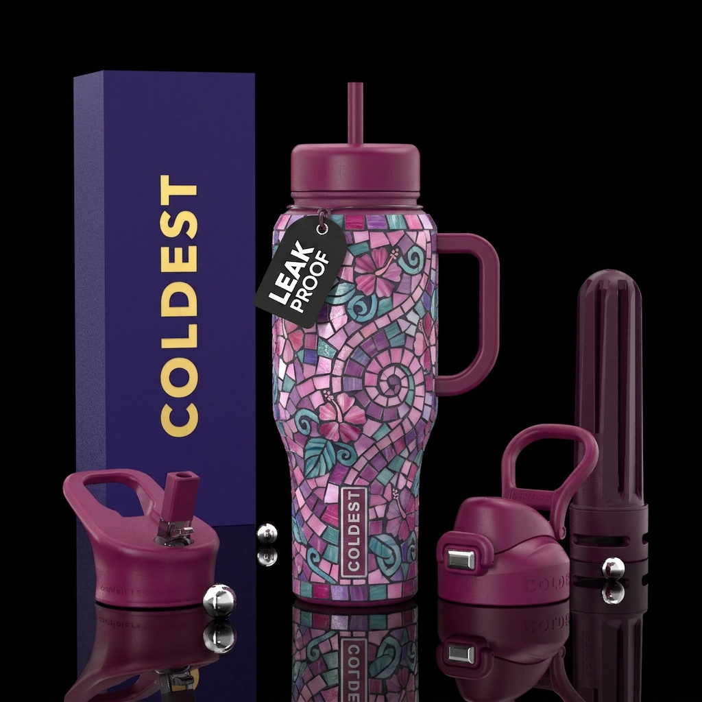 Hibiscus Spirals water bottle design