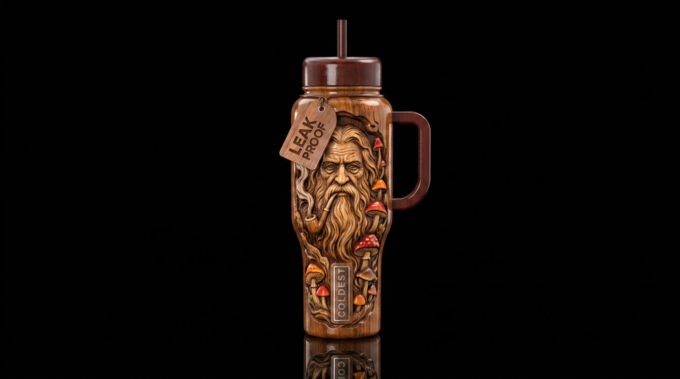 Carved Wood water bottle design
