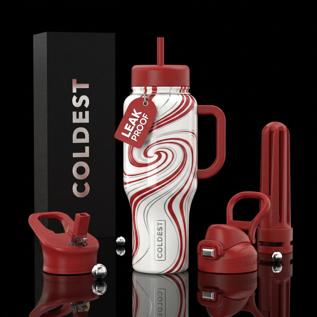 Peppermint Swirl water bottle design