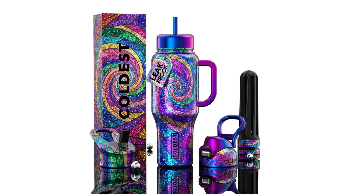 Glitter Mosaic water bottle design