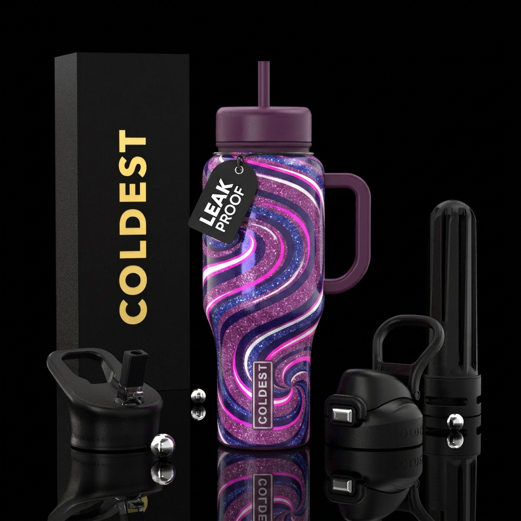 Glitter Swirls water bottle design