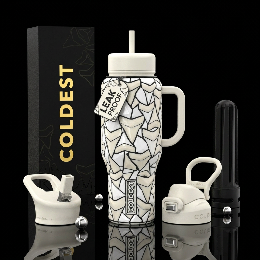 Textured Shark Tooth water bottle design