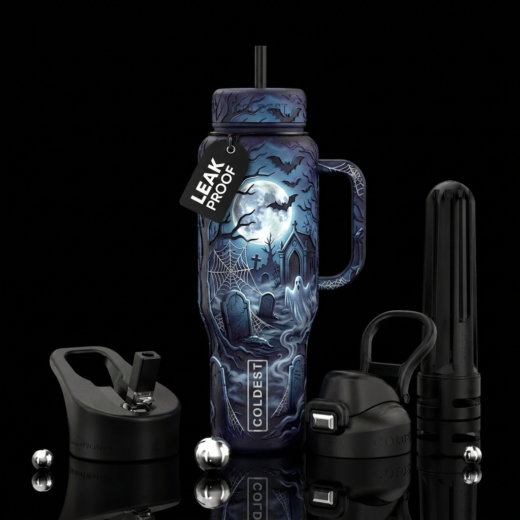 Moonlit Cemetery water bottle design
