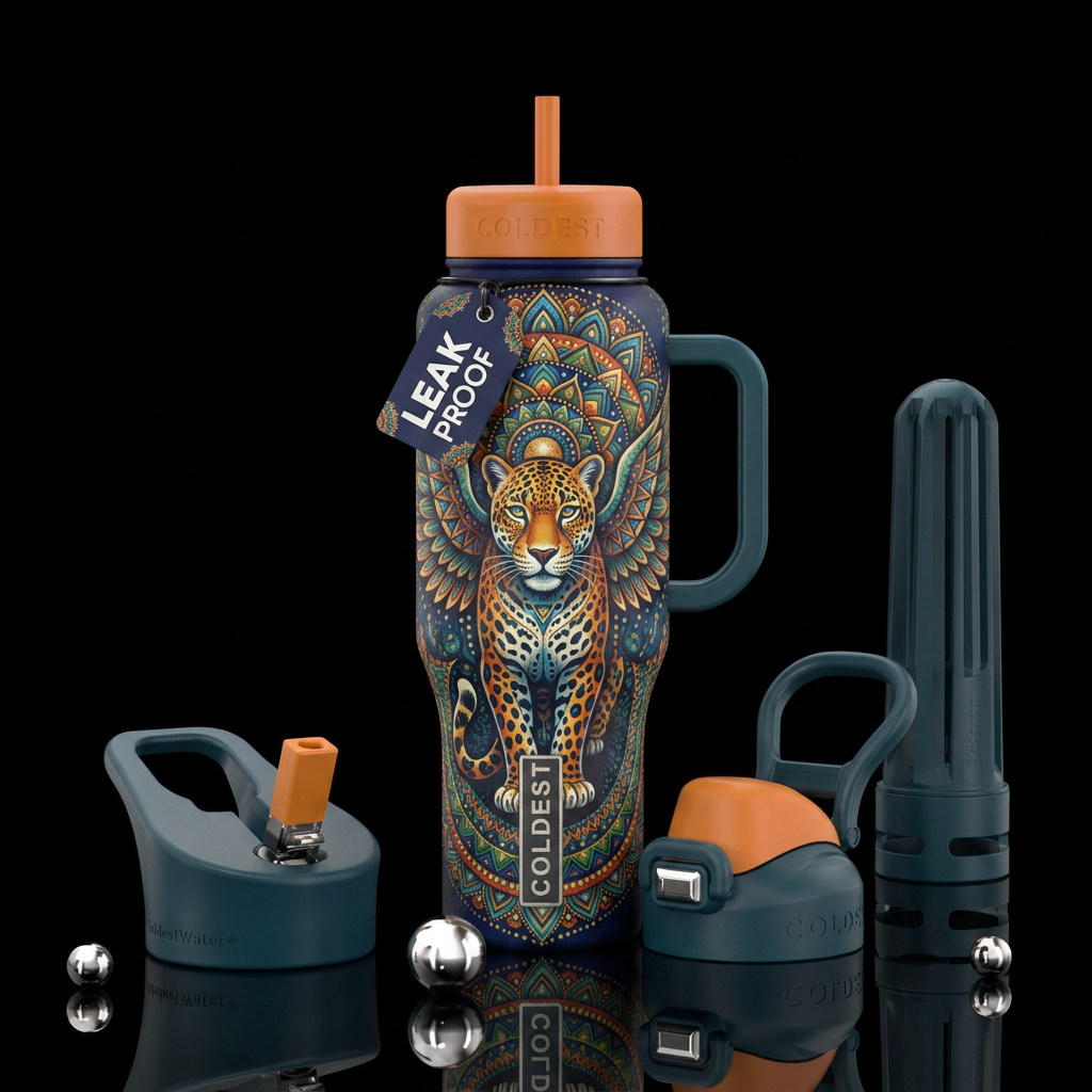 Winged Jaguar water bottle design