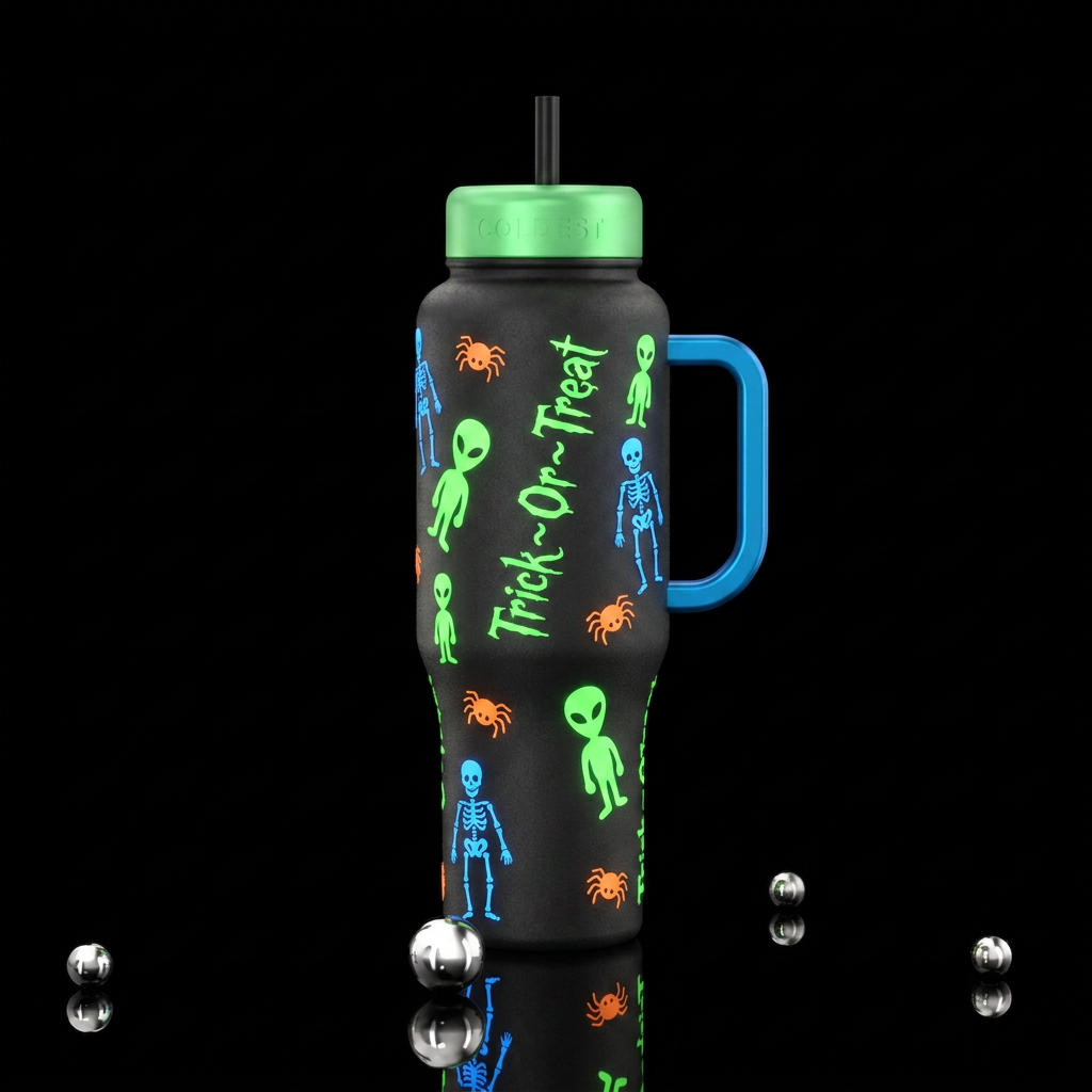 Glowie Halloween water bottle design