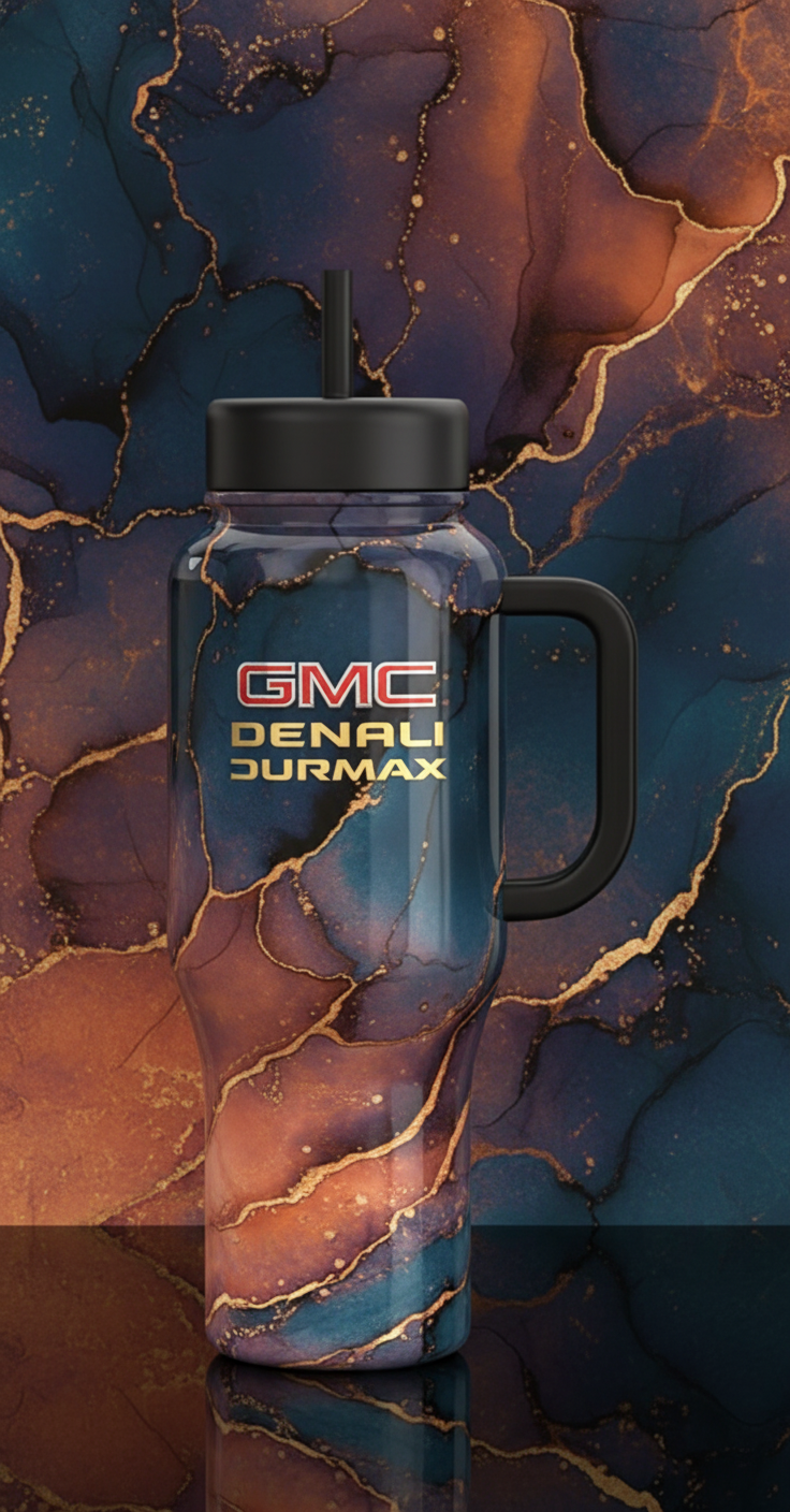 GMC logo, gmc Denali duramax water bottle design