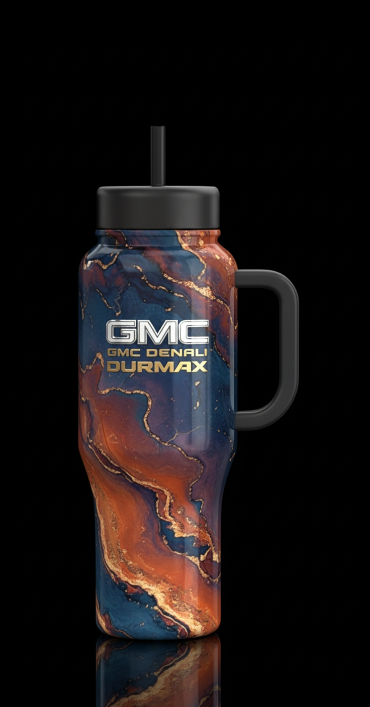 GMC logo, gmc Denali duramax water bottle design