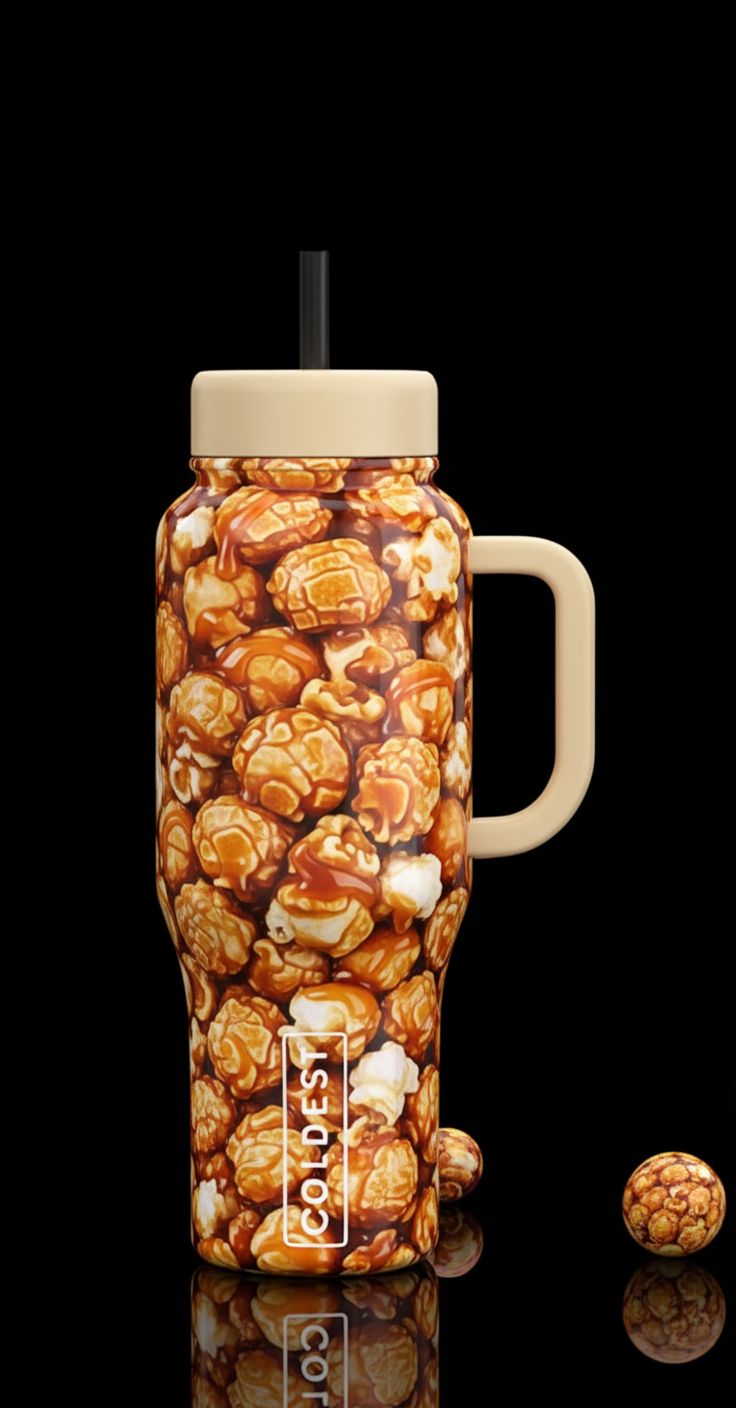Carmel corn water bottle design